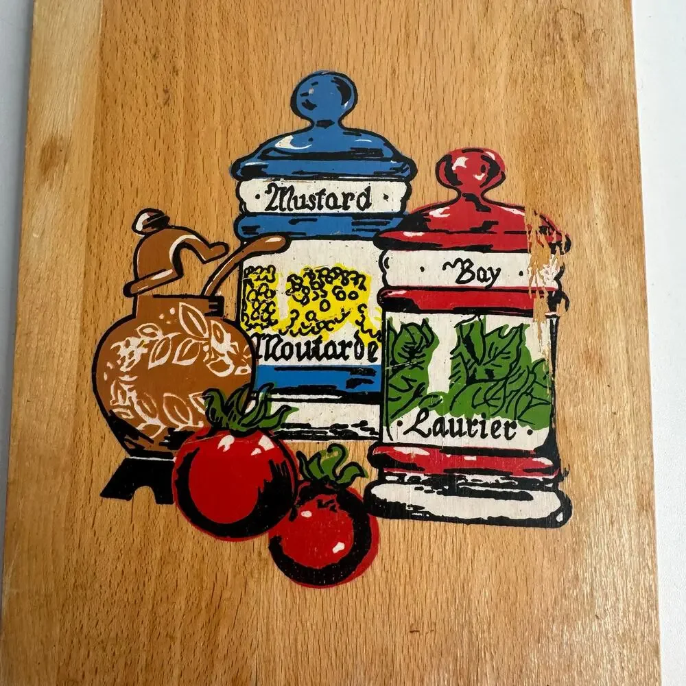 Vintage Nevco Hanging Wooden Cutting Board Spices Cottagecore MCM